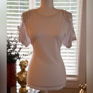 VENUS White Embellished Shoulder Top